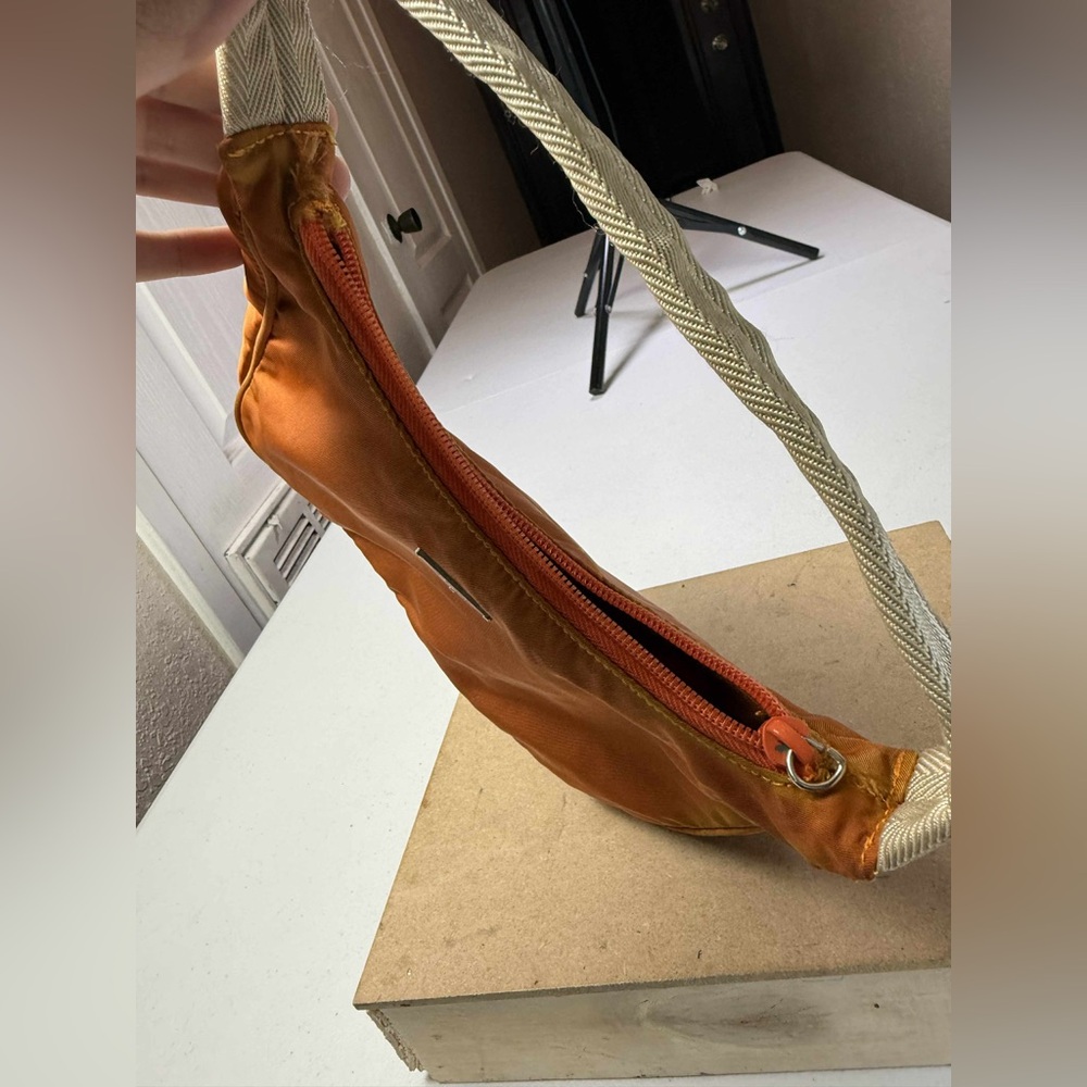 PRADA Nylon Triangle Logo Shoulder Handbag Orange Made in Italy - Picture 8 of 16